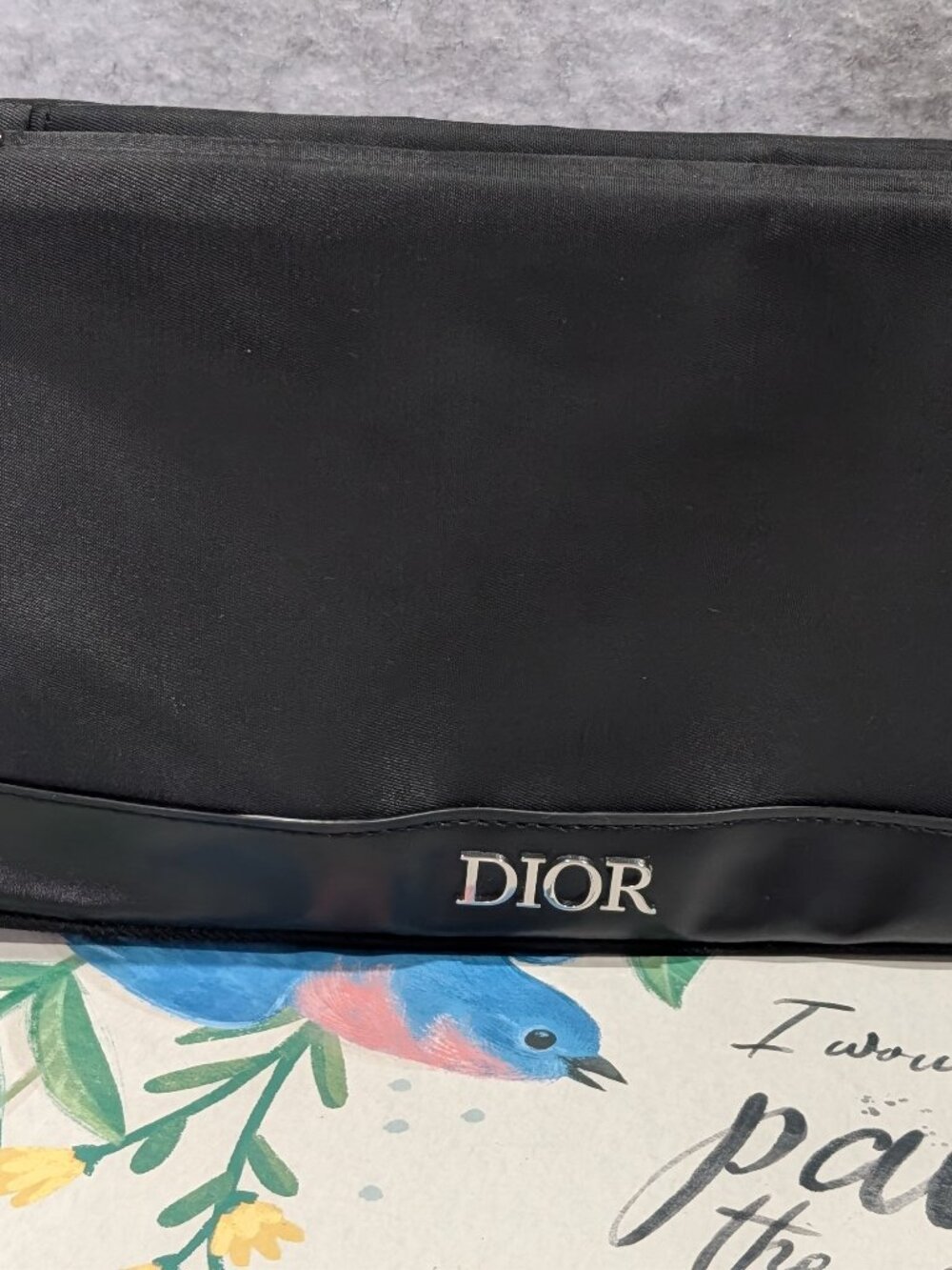 Dior Beauty Black Nylon Double Zip Makeup Bag Cosmetic Case Pouch